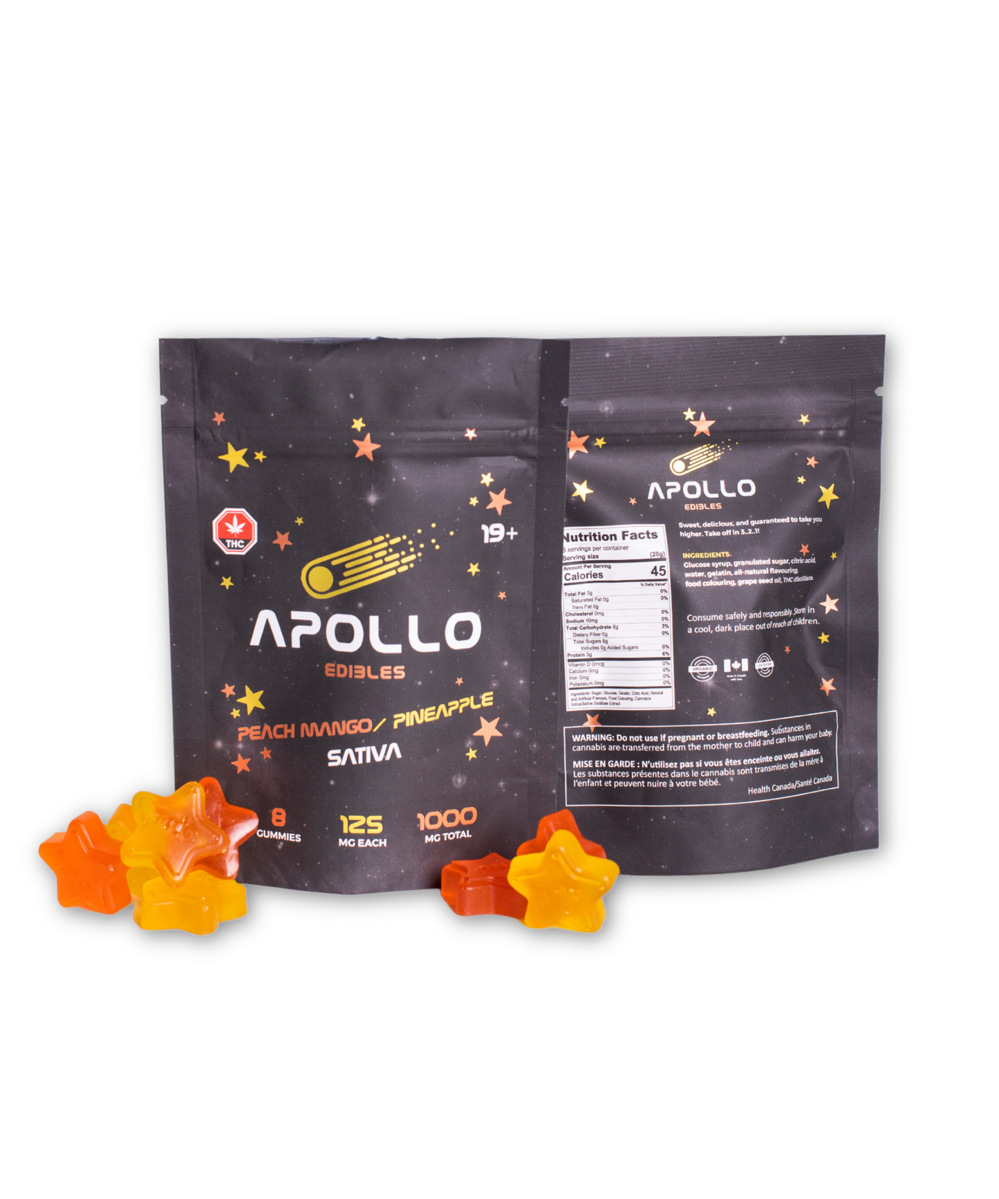 Apollo Edibles - Peach Mango/Pineapple Shooting Stars 1000mg THC Sativa